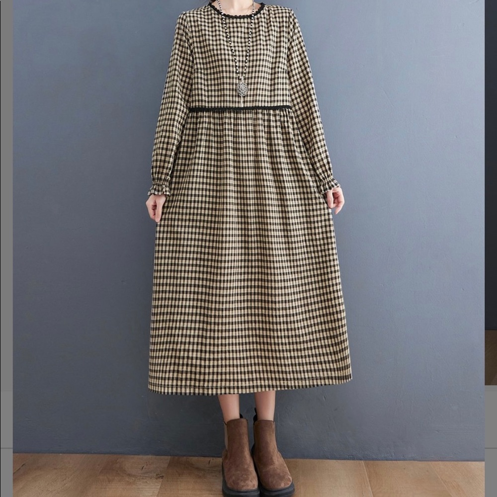 Yellow and Black gingham ruffle accent dress
